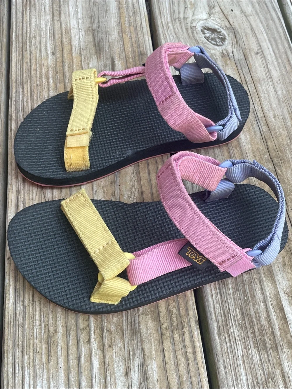 Teva Original Universal Kids Pink Purple Yellow Sport Sandals Size K13